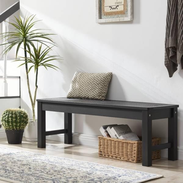 Psilvam Outdoor Bench, Two Person Poly Lumber Porch Bench, Weatherproof Garden Bench That Never Rot and Fade, All-Weather Patio Bench Suit for Garden, Porch, and Park